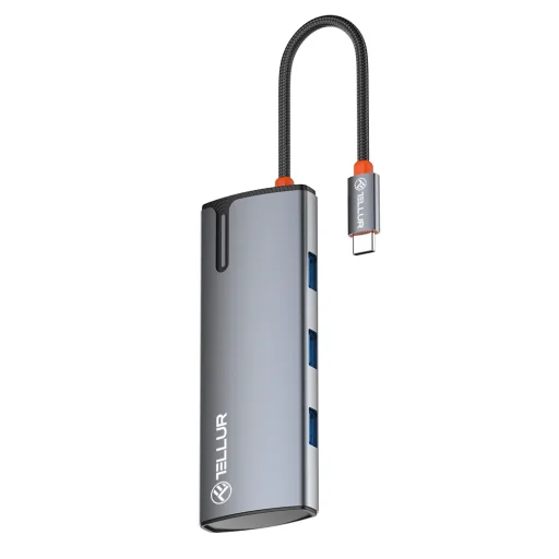 Tellur USB-C hub, PD 3.0 100W, HDMI, 3xUSB 3.0, sivý - 2