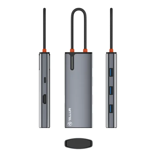 Tellur USB-C hub, PD 3.0 100W, HDMI, 3xUSB 3.0, szürke - 8