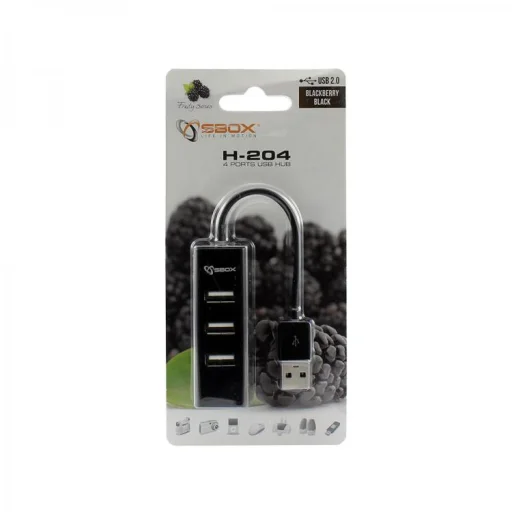 Sbox H-204 4-portový USB hub čierny - 3