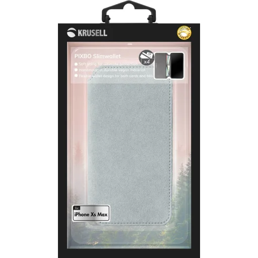 Krusell Broby 4 kártyás SlimWallet fliptok Apple iPhone XS Max tok, világosszürke - 4