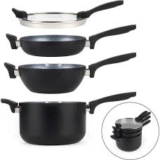 Russell Hobbs RH01840EU7 stohovateľná metalická mramorová súprava riadu, 4-dielna