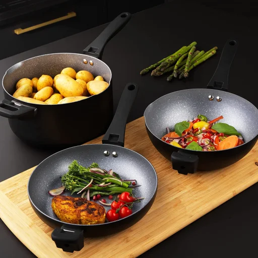 Russell Hobbs RH01840EU7 stohovateľná metalická mramorová súprava riadu, 4-dielna - 4