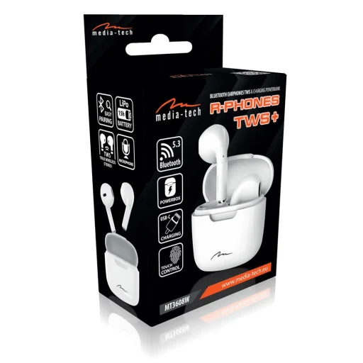 Media-Tech MT3608W R-Phones TWS+ biele bezdrôtové slúchadlá - 10