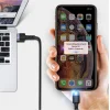 Tellur USB–Lightning LED nylonový opletený dátový a nabíjací kábel, 1,2 m, čierny thumbnail