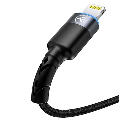 Tellur USB–Lightning LED nylonový opletený dátový a nabíjací kábel, 1,2 m, čierny - 4