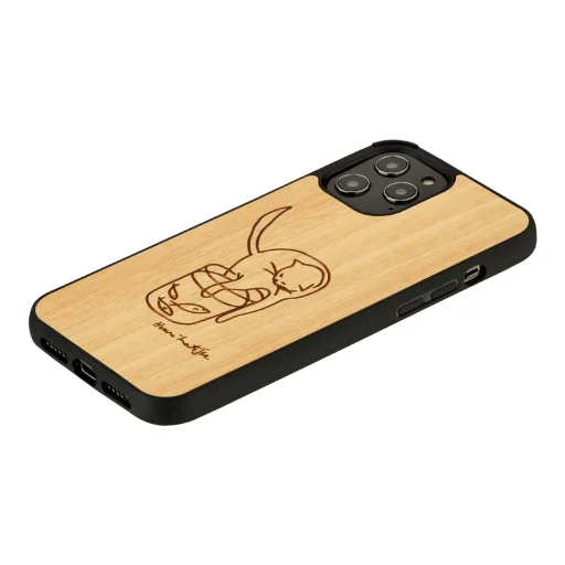 MAN&WOOD puzdro pre iPhone 12/12 Pro mačka s červenou rybou - 2