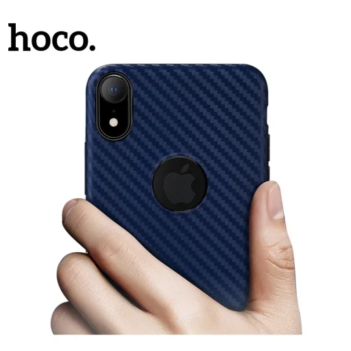 HOCO Delicate Shadow karbonmintás tok iPhone XR sötétkék - 5