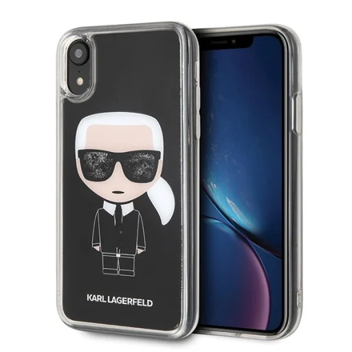 Karl Lagerfeld KLHCI61ICGBK Iconic Glitter tok iPhone XR fekete - 1