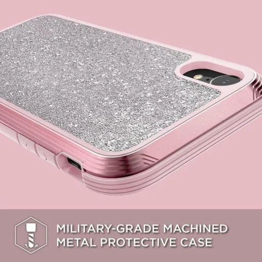 X-DORIA Defense Lux tok iPhone XR pink csillámos ütésálló - 3
