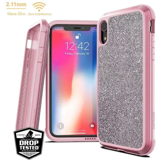 X-DORIA Defense Lux tok iPhone XR pink csillámos ütésálló - 1