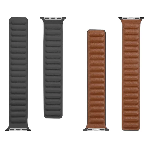 Apple Watch 1/2/3/4/5/6/7/8/SE 38/40/41 mm Tactical 723 Loop Leather bőr óraszíj fekete - 2