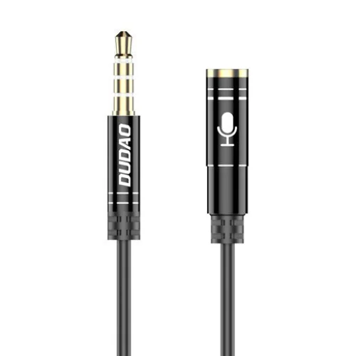 Dudao 4 pólusú 3.5mm mini audio jack toldó kábel 1m fekete - 1