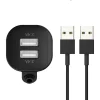 KAKU Jinba 3in1 Univerzális autós töltő 2.4A 2xUSB (USB Type C + Lightning + Micro USB) fekete thumbnail