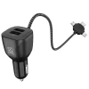 KAKU Jinba 3in1 Univerzális autós töltő 2.4A 2xUSB (USB Type C + Lightning + Micro USB) fekete thumbnail