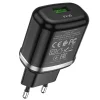 HOCO N3 Hálózati töltő adapter 18W QC3.0 3A + USB Type-C kábel 1m fekete thumbnail