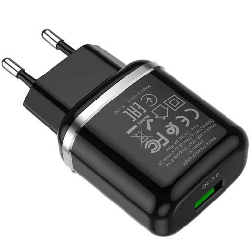 HOCO N3 Hálózati töltő adapter 18W QC3.0 3A + USB Type-C kábel 1m fekete - 3