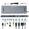 11in1 Dokkoló állomás HUB 3xUSB 3.0 + 2x HDMI + VGA + USB Type-C + Ethernet + SD + TF + 3.5mm mini jack szürke thumbnail