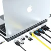 11in1 Dokkoló állomás HUB 3xUSB 3.0 + 2x HDMI + VGA + USB Type-C + Ethernet + SD + TF + 3.5mm mini jack szürke thumbnail