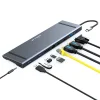11in1 Dokkoló állomás HUB 3xUSB 3.0 + 2x HDMI + VGA + USB Type-C + Ethernet + SD + TF + 3.5mm mini jack szürke thumbnail