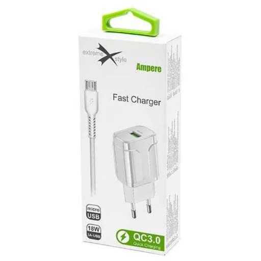 xExtreme Ampere Hálózati töltő adapter 18W 3A QC3.0 + Micro USB kábel fehér - 2