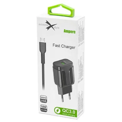 xExtreme Ampere Hálózati töltő adapter 18W 3A QC3.0 + Micro USB kábel fekete - 5