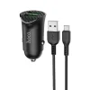 HOCO Autós töltő 2x USB QC3.0 18W + Micro USB kábel fekete thumbnail