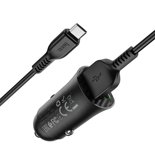 HOCO Autós töltő 2x USB QC3.0 18W + Micro USB kábel fekete - 3