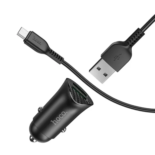 HOCO Autós töltő 2x USB QC3.0 18W + Micro USB kábel fekete - 4