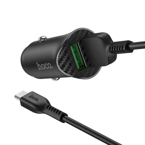 HOCO Autós töltő 2x USB QC3.0 18W + Micro USB kábel fekete - 5