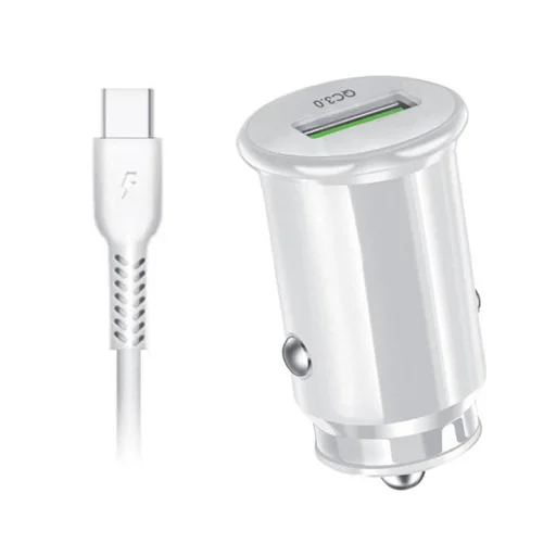 xExtreme Ampere szivargyújtós autós töltő 18W 3A QC3.0 USB + USB Type-C kábel fehér - 1