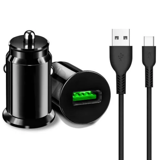 xExtreme Ampere szivargyújtós autós töltő 18W 3A QC3.0 USB + USB Type-C kábel fekete - 1