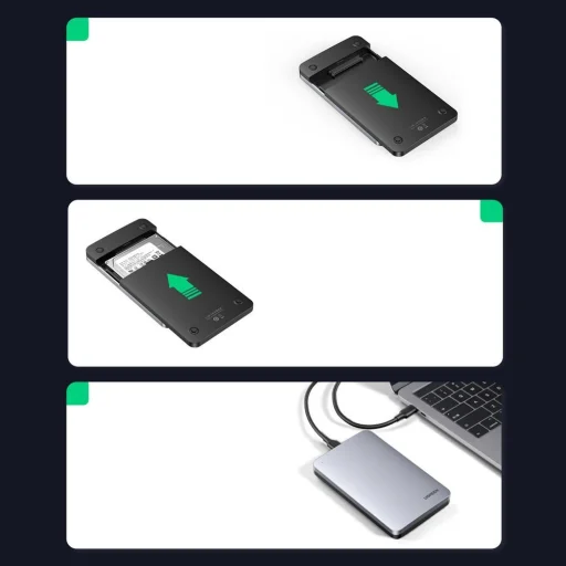 Ugreen Külső HDD/SSD ház SATA III (6 Gbps) 2.5'' USB 3.2 Gen 2 USB Type-C + kábel 0.5m szürke (70499 CM300) - 6