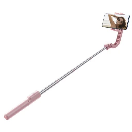 Baseus Uniaxial gimbal selfie bot és teleszkópos tripod állvány bluetooth kioldóval pink (SULH-04) - 8