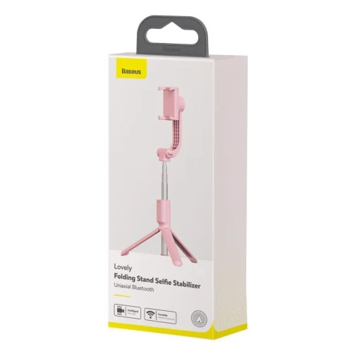 Baseus Uniaxial gimbal selfie bot és teleszkópos tripod állvány bluetooth kioldóval pink (SULH-04) - 9