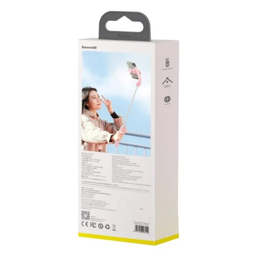 Baseus Uniaxial gimbal selfie bot és teleszkópos tripod állvány bluetooth kioldóval pink (SULH-04) - 10