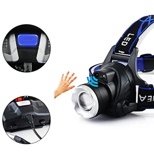 LED T6 fejlámpa fekete - 15