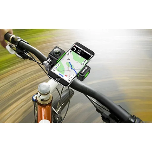 Univerzális biciklis telefontartó iránytűvel kormányra fekete / zöld - 15