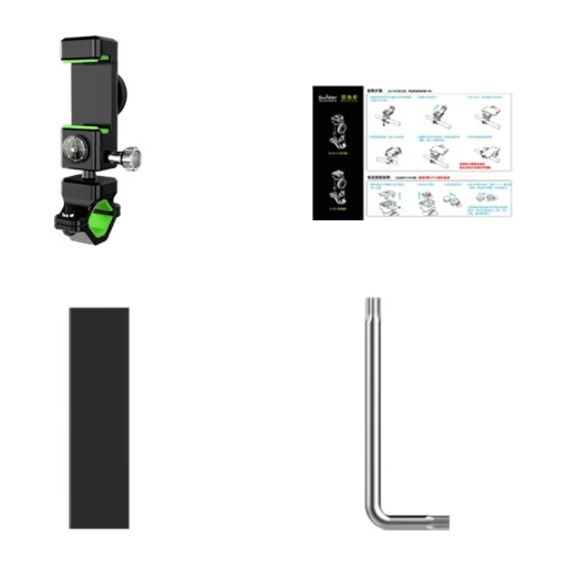 Univerzális biciklis telefontartó iránytűvel kormányra fekete / zöld - 2