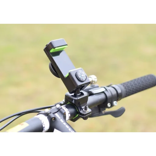 Univerzális biciklis telefontartó iránytűvel kormányra fekete / zöld - 9