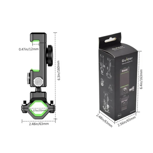 Univerzális biciklis telefontartó iránytűvel kormányra fekete / zöld - 11