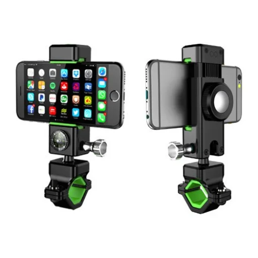 Univerzális biciklis telefontartó iránytűvel kormányra fekete / zöld - 16