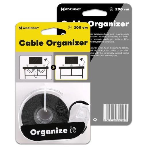 Wozinsky Kábelrendező tépőzáras 2m fekete (WVO2MBK) - 19