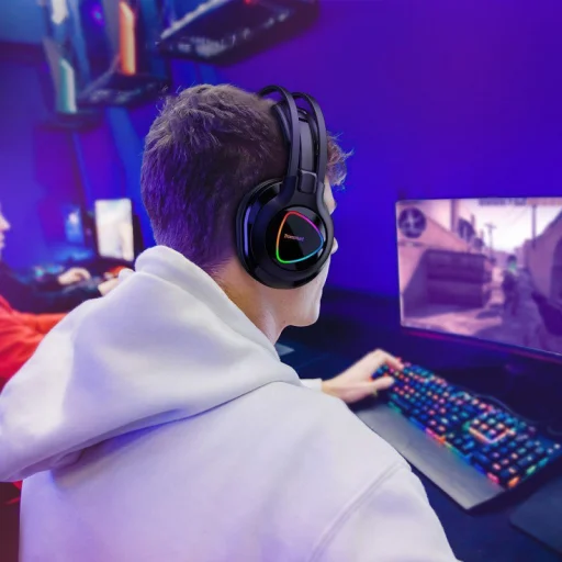 Tronsmart Glary Alpha Gamer RGB vezetékes fejhallgató 3.5mm mini jack mikrofonnal  fekete (370406) - 13