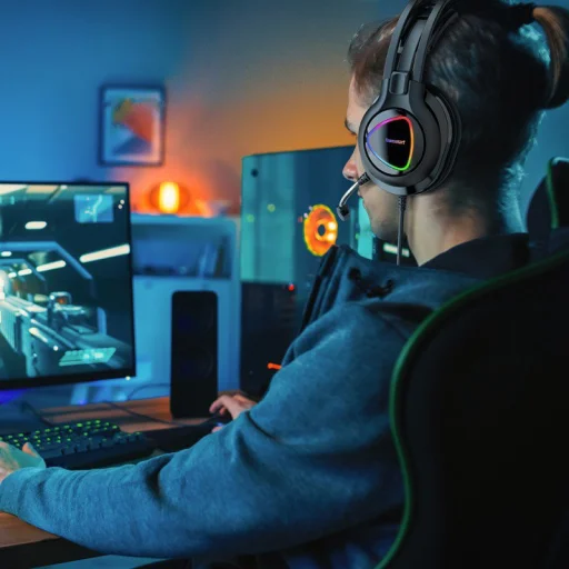 Tronsmart Glary Alpha Gamer RGB vezetékes fejhallgató 3.5mm mini jack mikrofonnal  fekete (370406) - 4