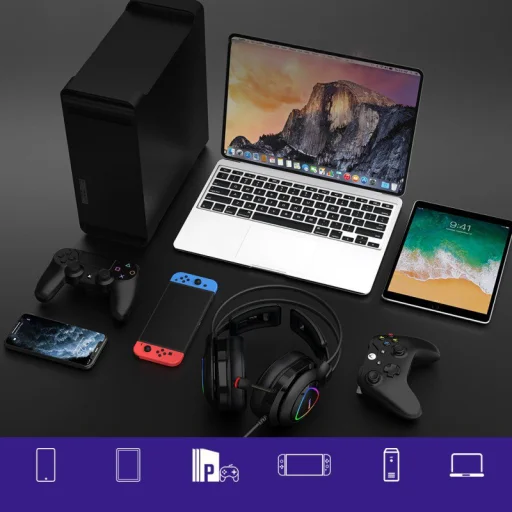 Tronsmart Glary Alpha Gamer RGB vezetékes fejhallgató 3.5mm mini jack mikrofonnal  fekete (370406) - 5