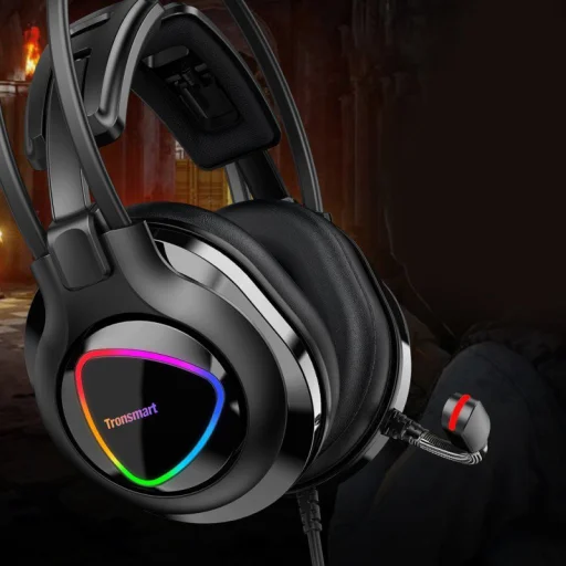 Tronsmart Glary Alpha Gamer RGB vezetékes fejhallgató 3.5mm mini jack mikrofonnal  fekete (370406) - 10