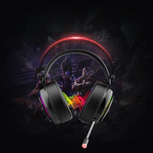 Tronsmart Glary Gamer RGB vezetékes fejhallgató USB csatlakozóval és mikrofonnal fekete (333620) - 2