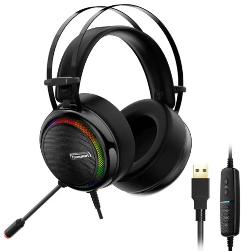 Tronsmart Glary Gamer RGB vezetékes fejhallgató USB csatlakozóval és mikrofonnal fekete (333620) - 1