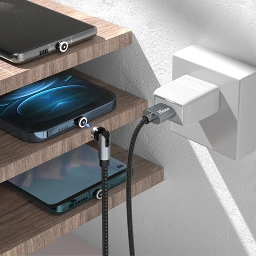  Dudao Mágneses USB kábel + Lightning / USB Type-C / micro USB csatlakozók 3A 1m szürke (L9Pro) - 8