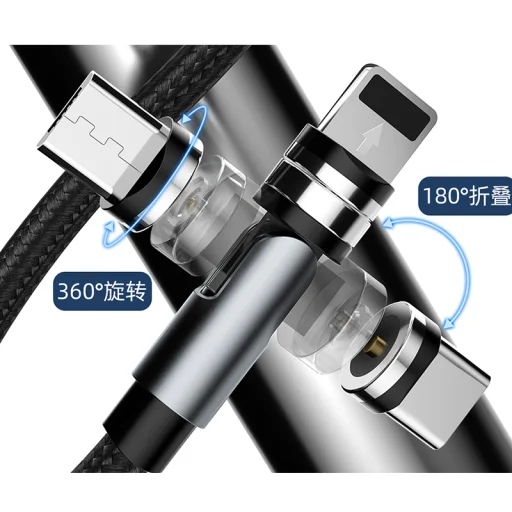  Dudao Mágneses USB kábel + Lightning / USB Type-C / micro USB csatlakozók 3A 1m szürke (L9Pro) - 6